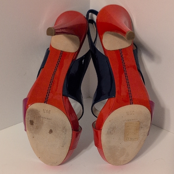 Giorgio Armani, Italy, Patent Leather, Heels, Sandals, Red, Purple, Blue, Size 9 - Picture 8 of 12